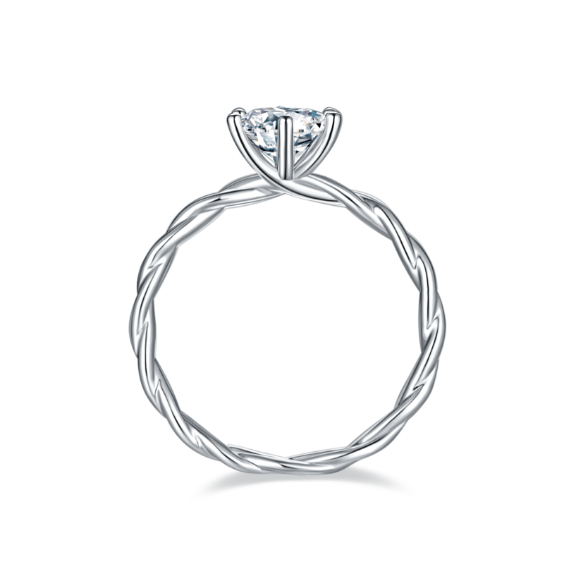 直臂藤蔓S925银镀白金MoissaniteWomen's Ring1ctD级